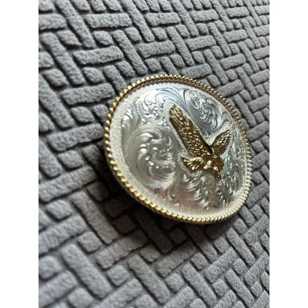 Montana Silversmiths Vintage Flying Eagle Belt Buckle Silver Plate Gold Tone
